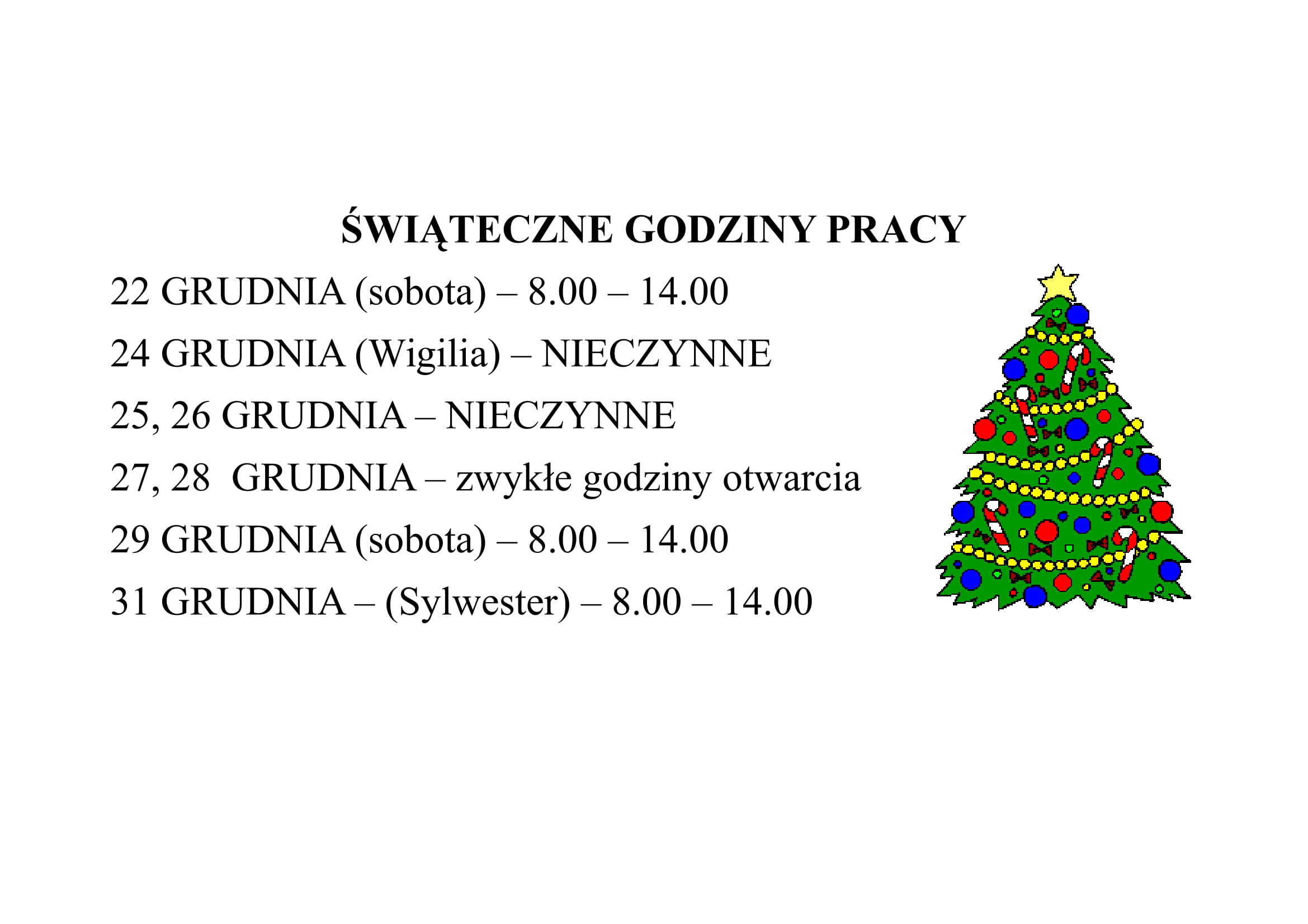 ŚWIĄTECZNE GODZINY PRACY 1